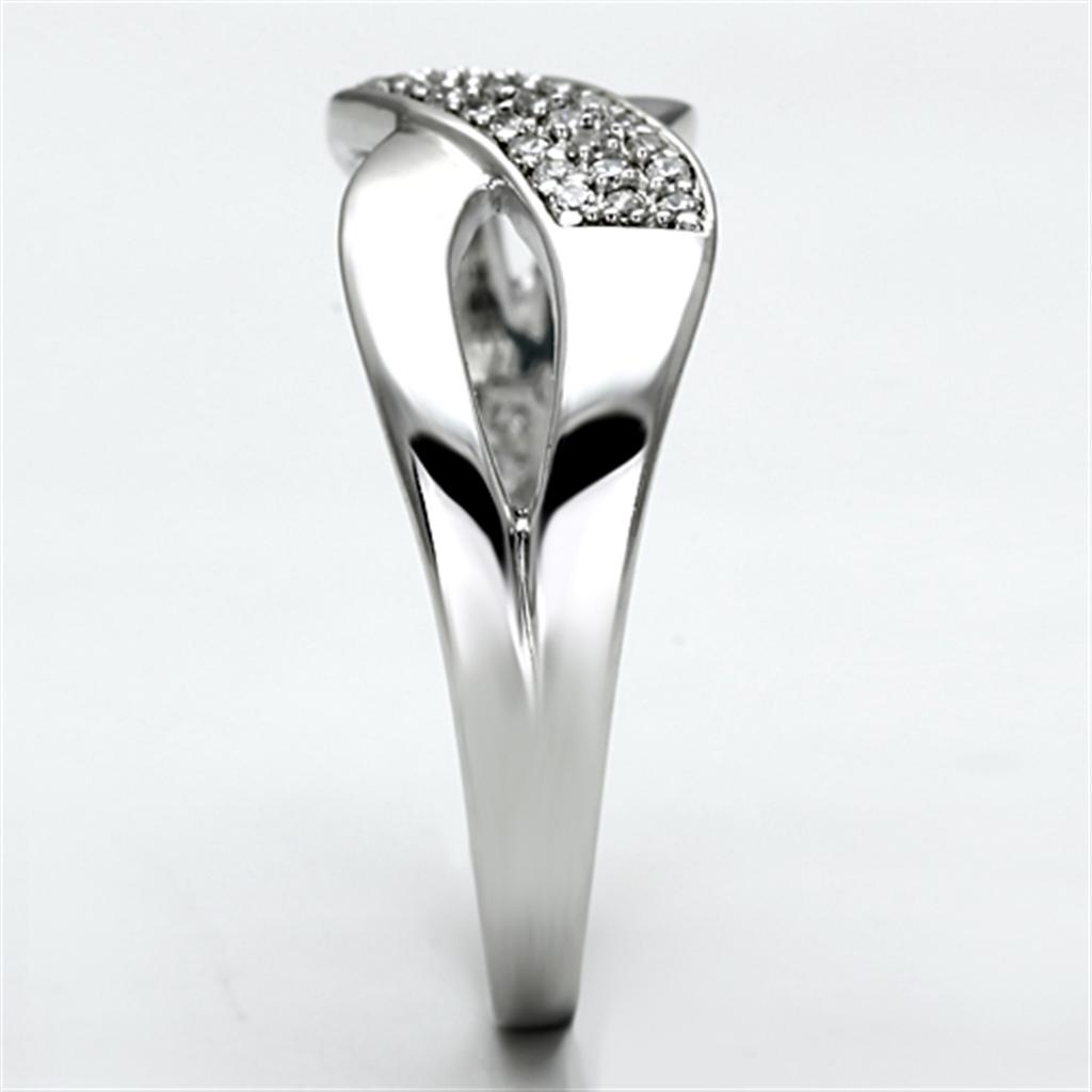 Rhodium 925 Sterling Silver Ring with AAA Grade CZ  in Clear