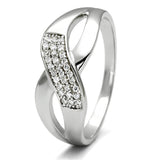 Rhodium 925 Sterling Silver Ring with AAA Grade CZ  in Clear