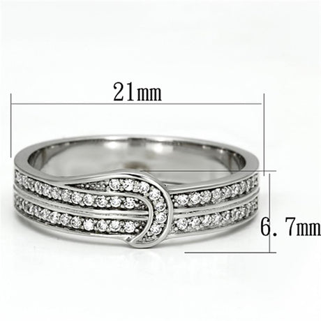 Rhodium 925 Sterling Silver Ring with AAA Grade CZ  in Clear