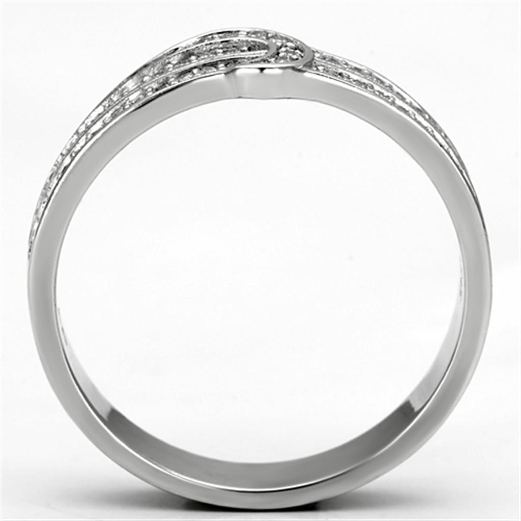 Rhodium 925 Sterling Silver Ring with AAA Grade CZ  in Clear