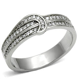 Rhodium 925 Sterling Silver Ring with AAA Grade CZ  in Clear