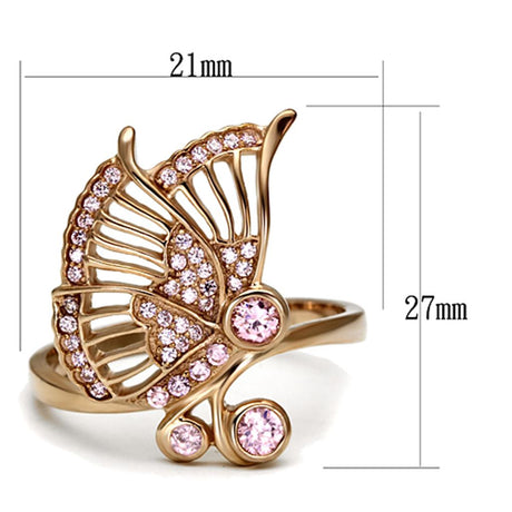 Rose Gold 925 Sterling Silver Ring with AAA Grade CZ  in Rose