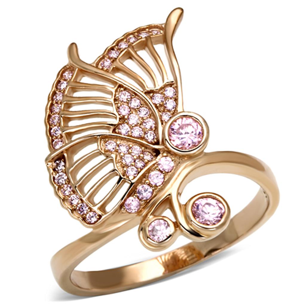 Rose Gold 925 Sterling Silver Ring with AAA Grade CZ  in Rose