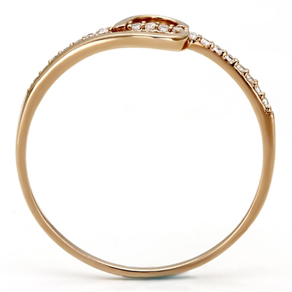 Rose Gold 925 Sterling Silver Ring with AAA Grade CZ  in Clear
