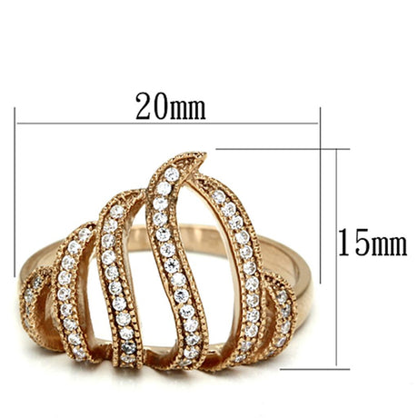 Rose Gold 925 Sterling Silver Ring with AAA Grade CZ  in Clear