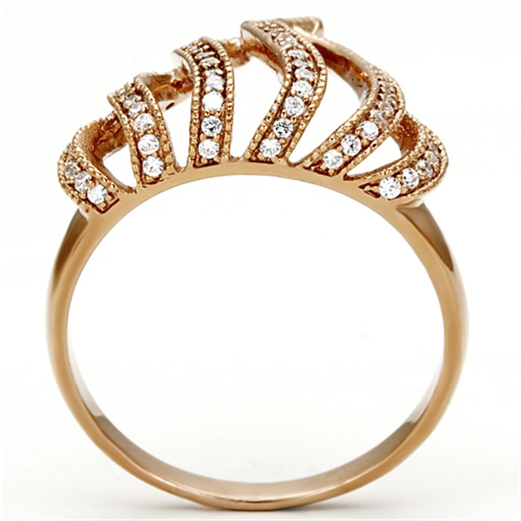Rose Gold 925 Sterling Silver Ring with AAA Grade CZ  in Clear