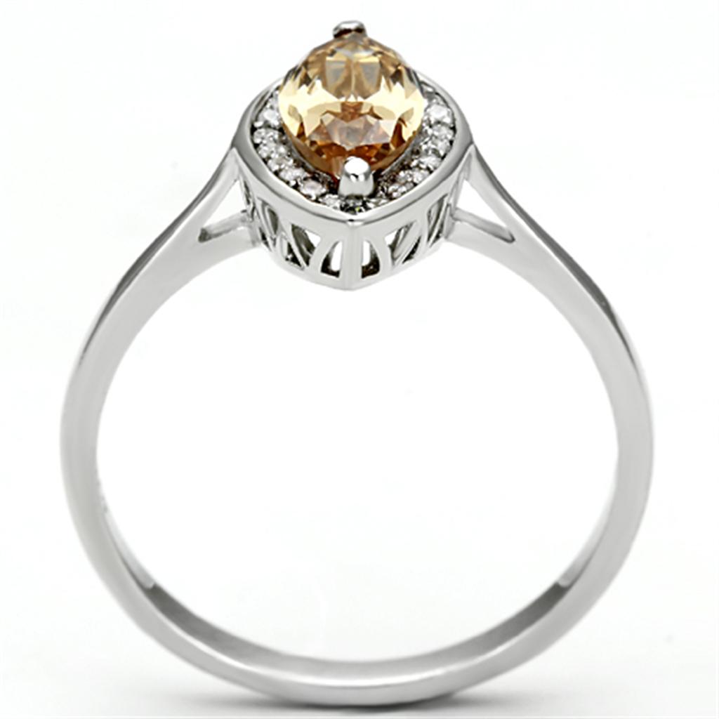 Rhodium 925 Sterling Silver Ring with AAA Grade CZ  in Champagne