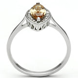 Rhodium 925 Sterling Silver Ring with AAA Grade CZ  in Champagne