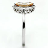 Rhodium 925 Sterling Silver Ring with AAA Grade CZ  in Champagne