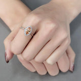 Rhodium 925 Sterling Silver Ring with AAA Grade CZ  in Champagne
