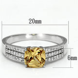 Rhodium 925 Sterling Silver Ring with AAA Grade CZ  in Champagne