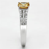 Rhodium 925 Sterling Silver Ring with AAA Grade CZ  in Champagne