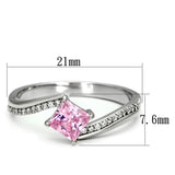 Rhodium 925 Sterling Silver Ring with AAA Grade CZ  in Rose