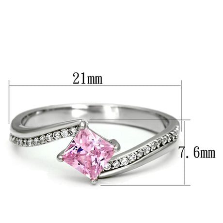 Rhodium 925 Sterling Silver Ring with AAA Grade CZ  in Rose