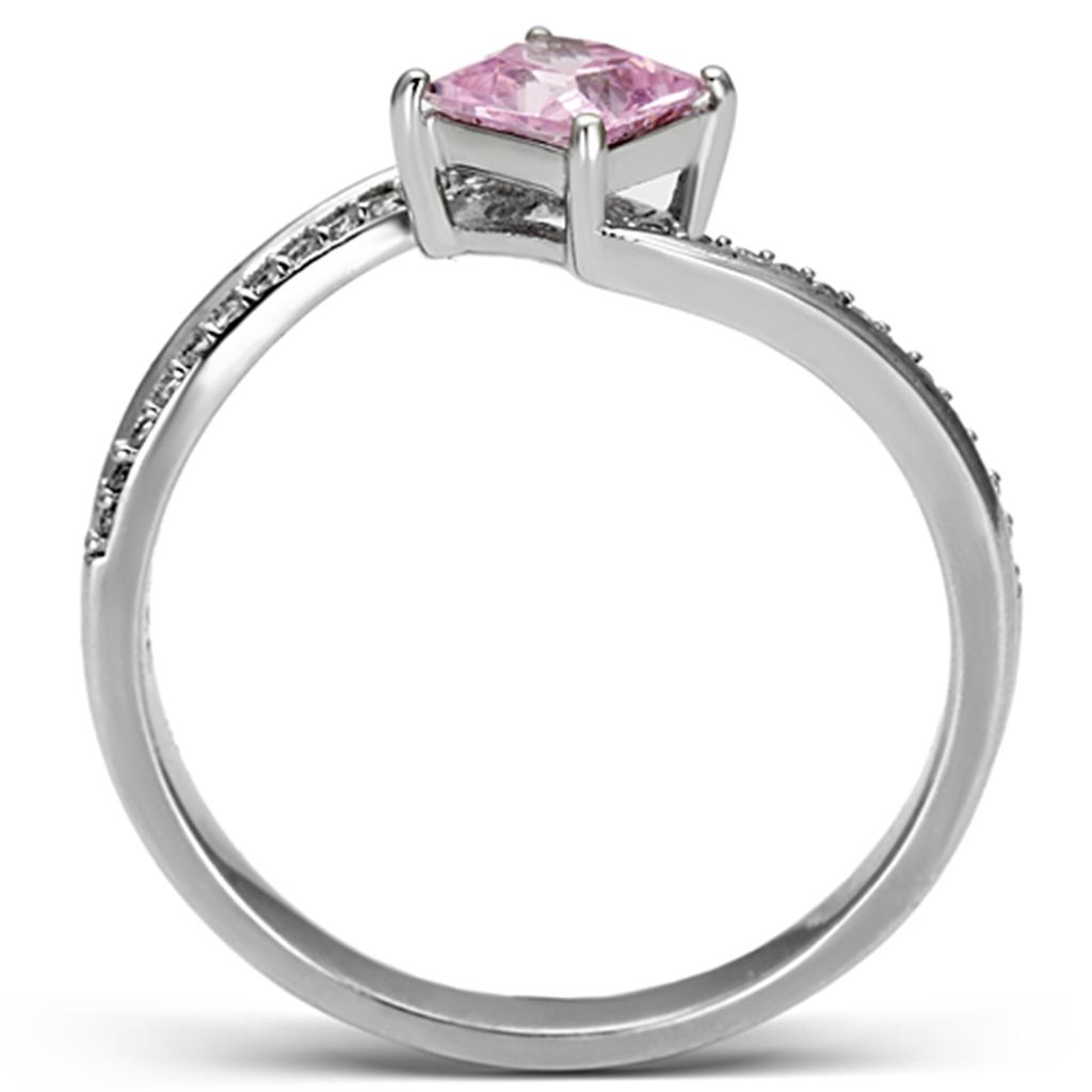 Rhodium 925 Sterling Silver Ring with AAA Grade CZ  in Rose