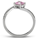 Rhodium 925 Sterling Silver Ring with AAA Grade CZ  in Rose