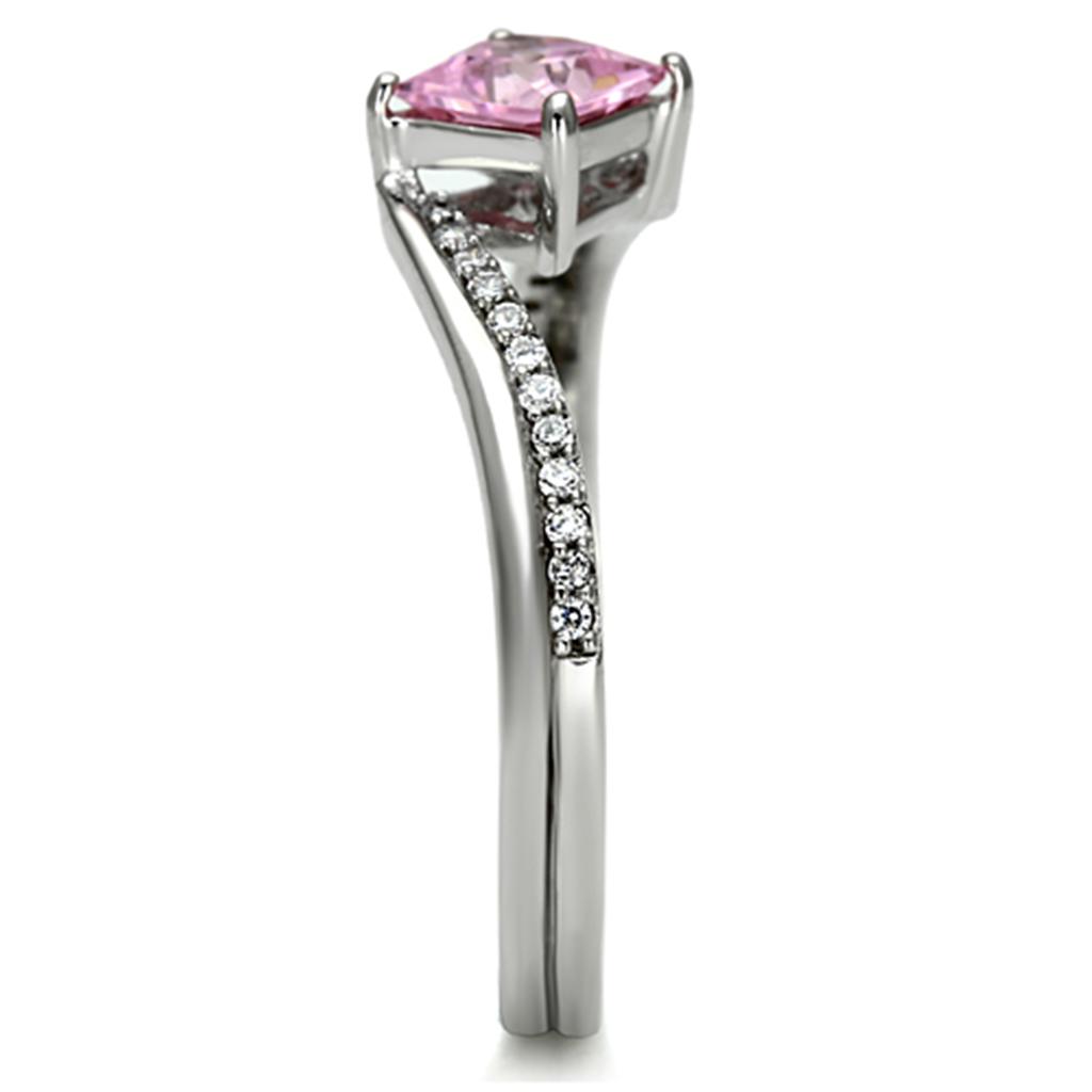 Rhodium 925 Sterling Silver Ring with AAA Grade CZ  in Rose