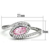 Rhodium 925 Sterling Silver Ring with AAA Grade CZ  in Rose