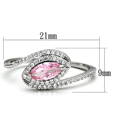 Rhodium 925 Sterling Silver Ring with AAA Grade CZ  in Rose
