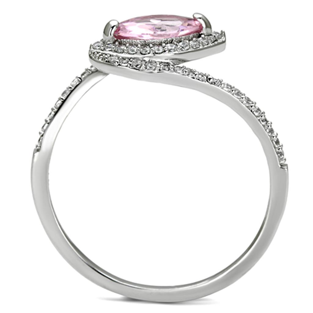 Rhodium 925 Sterling Silver Ring with AAA Grade CZ  in Rose