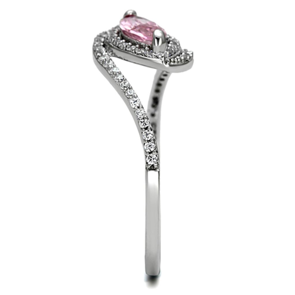 Rhodium 925 Sterling Silver Ring with AAA Grade CZ  in Rose