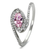 Rhodium 925 Sterling Silver Ring with AAA Grade CZ  in Rose