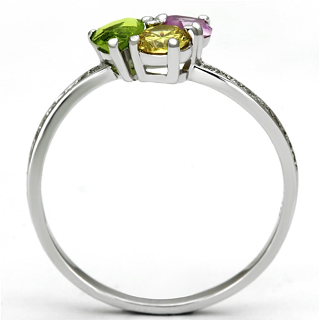 Rhodium 925 Sterling Silver Ring with AAA Grade CZ  in Multi Color