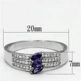 Rhodium 925 Sterling Silver Ring with AAA Grade CZ  in Amethyst