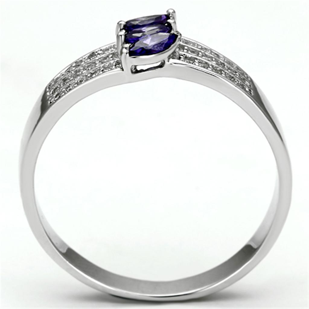 Rhodium 925 Sterling Silver Ring with AAA Grade CZ  in Amethyst