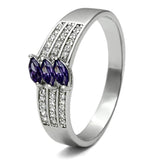 Rhodium 925 Sterling Silver Ring with AAA Grade CZ  in Amethyst