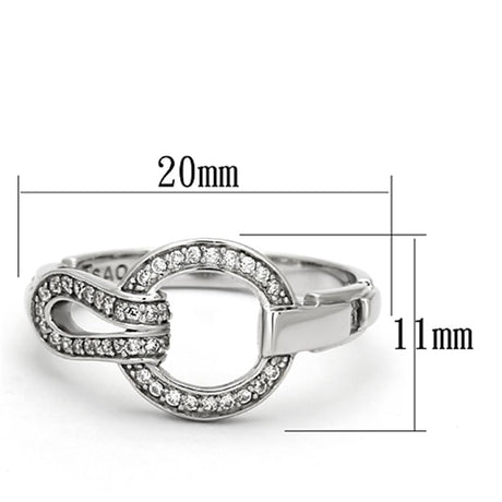 Rhodium 925 Sterling Silver Ring with AAA Grade CZ  in Clear