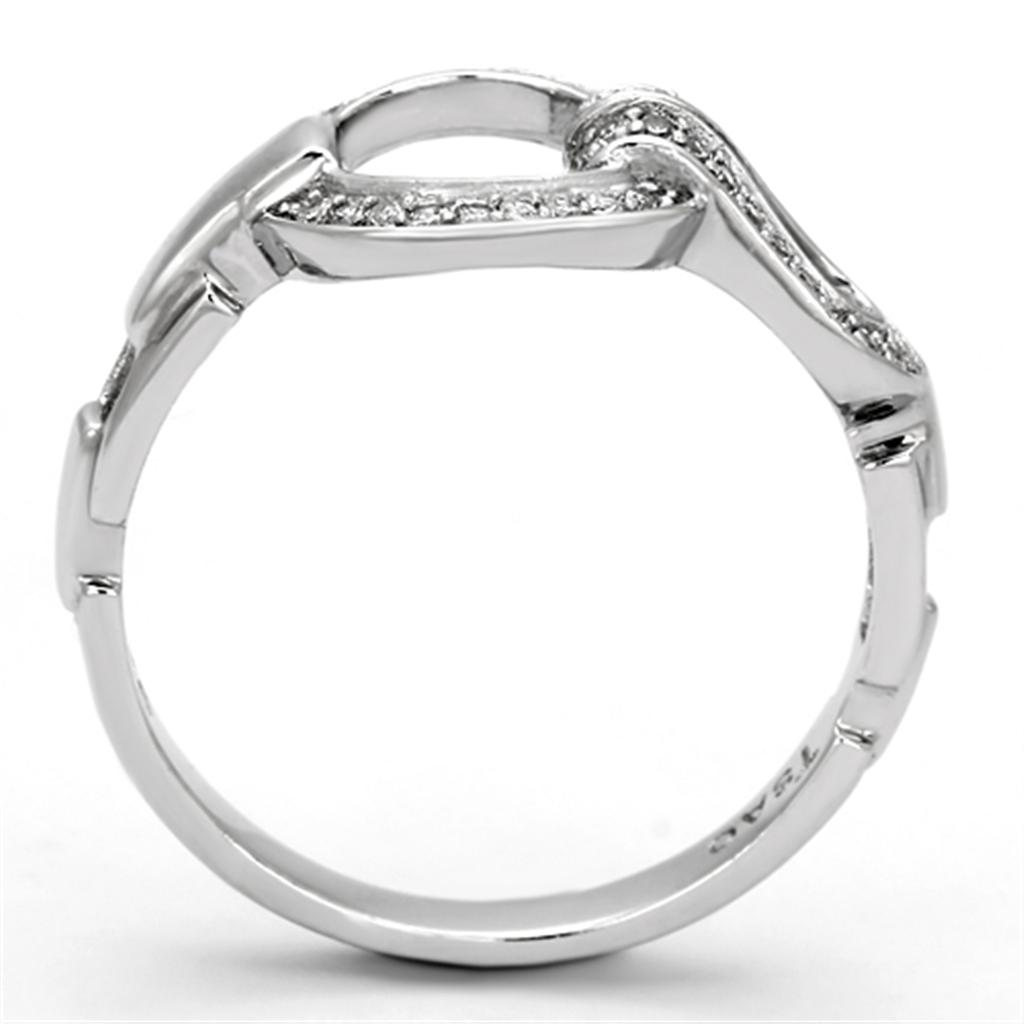 Rhodium 925 Sterling Silver Ring with AAA Grade CZ  in Clear