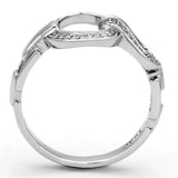 Rhodium 925 Sterling Silver Ring with AAA Grade CZ  in Clear
