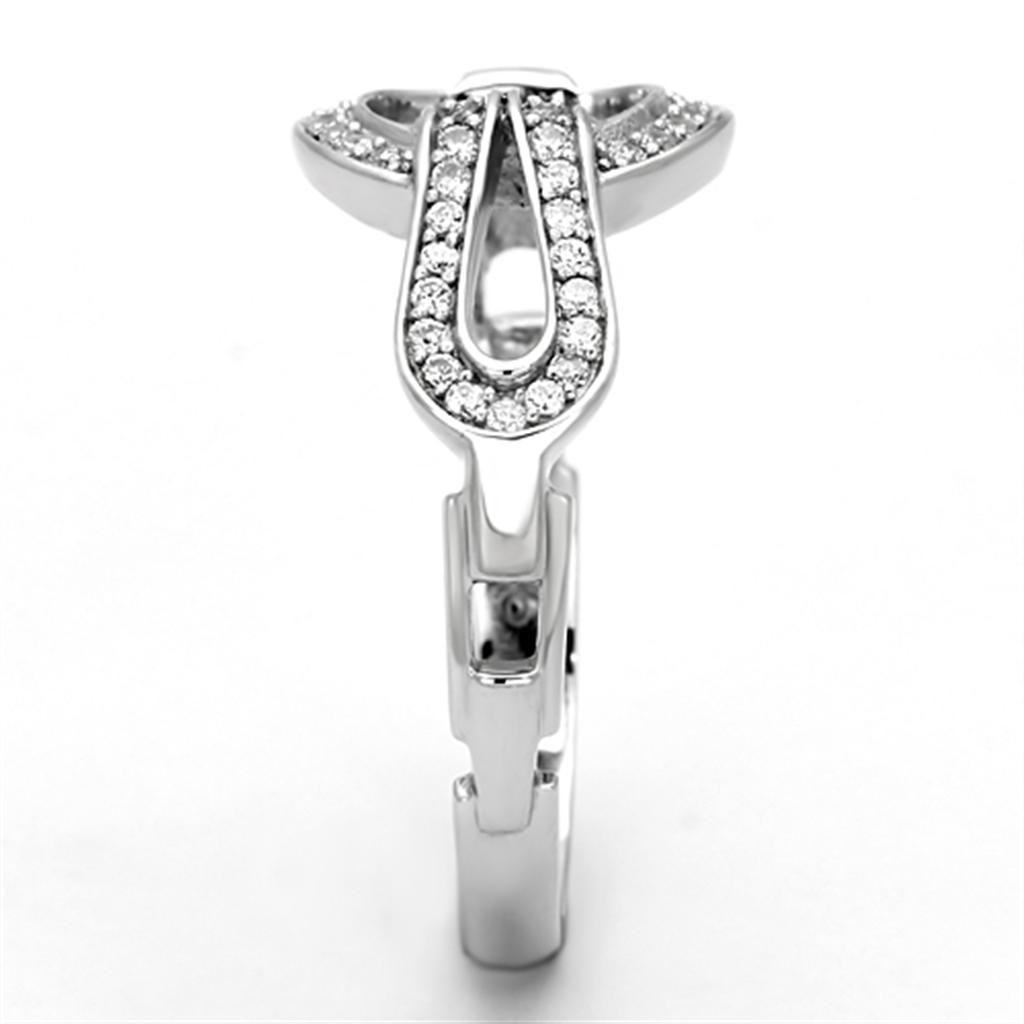 Rhodium 925 Sterling Silver Ring with AAA Grade CZ  in Clear