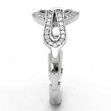 Rhodium 925 Sterling Silver Ring with AAA Grade CZ  in Clear