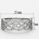Rhodium 925 Sterling Silver Ring with AAA Grade CZ  in Clear
