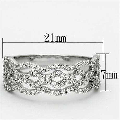 Rhodium 925 Sterling Silver Ring with AAA Grade CZ  in Clear