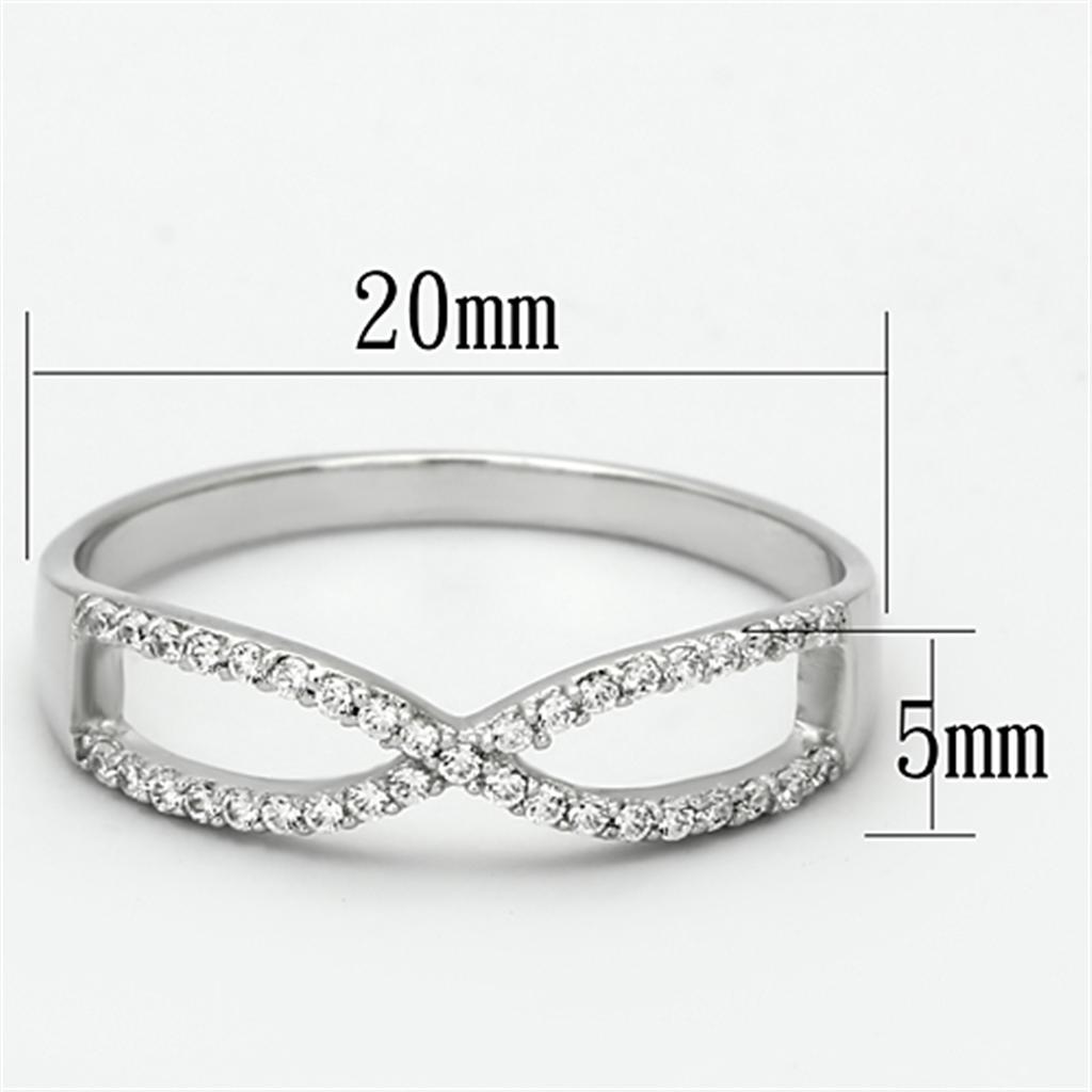 Rhodium 925 Sterling Silver Ring with AAA Grade CZ  in Clear