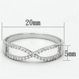 Rhodium 925 Sterling Silver Ring with AAA Grade CZ  in Clear