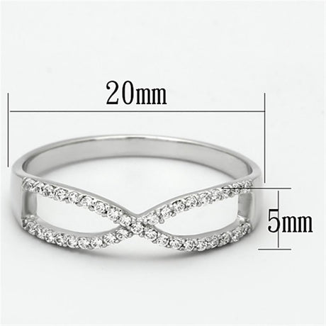 Rhodium 925 Sterling Silver Ring with AAA Grade CZ  in Clear
