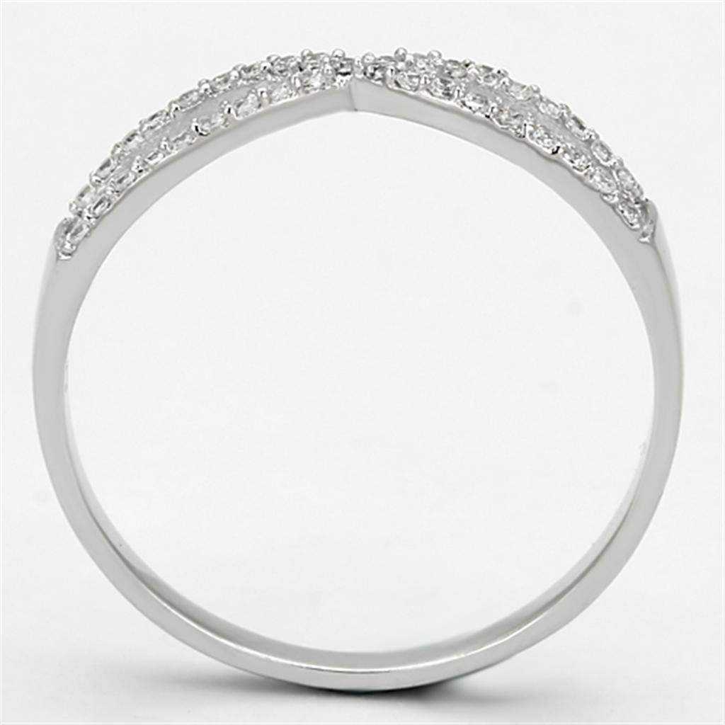 Rhodium 925 Sterling Silver Ring with AAA Grade CZ  in Clear