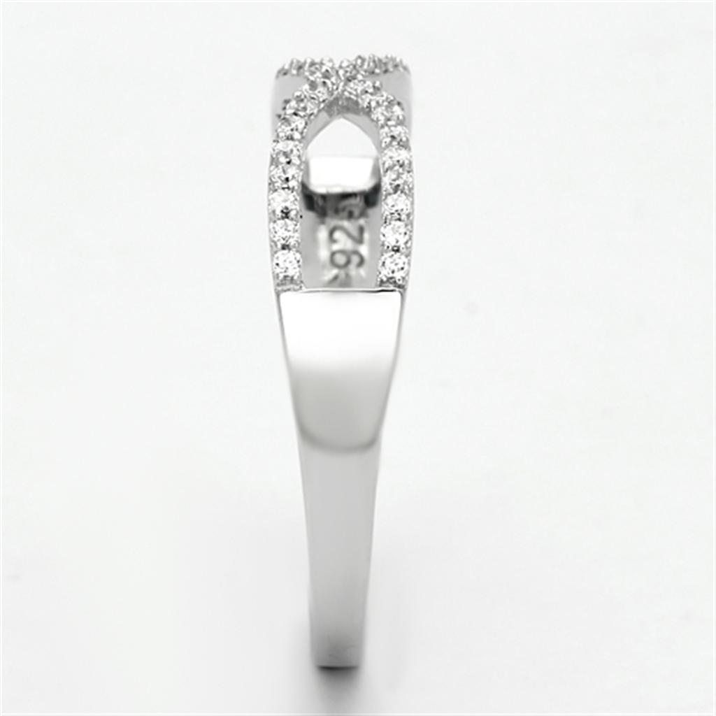Rhodium 925 Sterling Silver Ring with AAA Grade CZ  in Clear