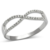 Rhodium 925 Sterling Silver Ring with AAA Grade CZ  in Clear