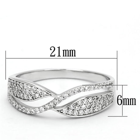 Rhodium 925 Sterling Silver Ring with AAA Grade CZ  in Clear