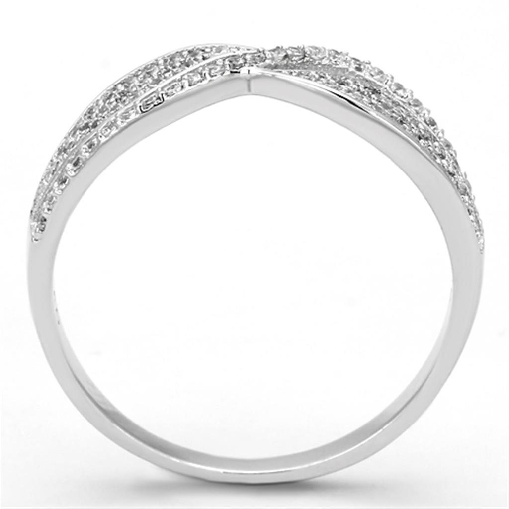Rhodium 925 Sterling Silver Ring with AAA Grade CZ  in Clear