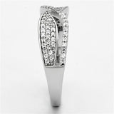 Rhodium 925 Sterling Silver Ring with AAA Grade CZ  in Clear