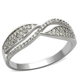 Rhodium 925 Sterling Silver Ring with AAA Grade CZ  in Clear