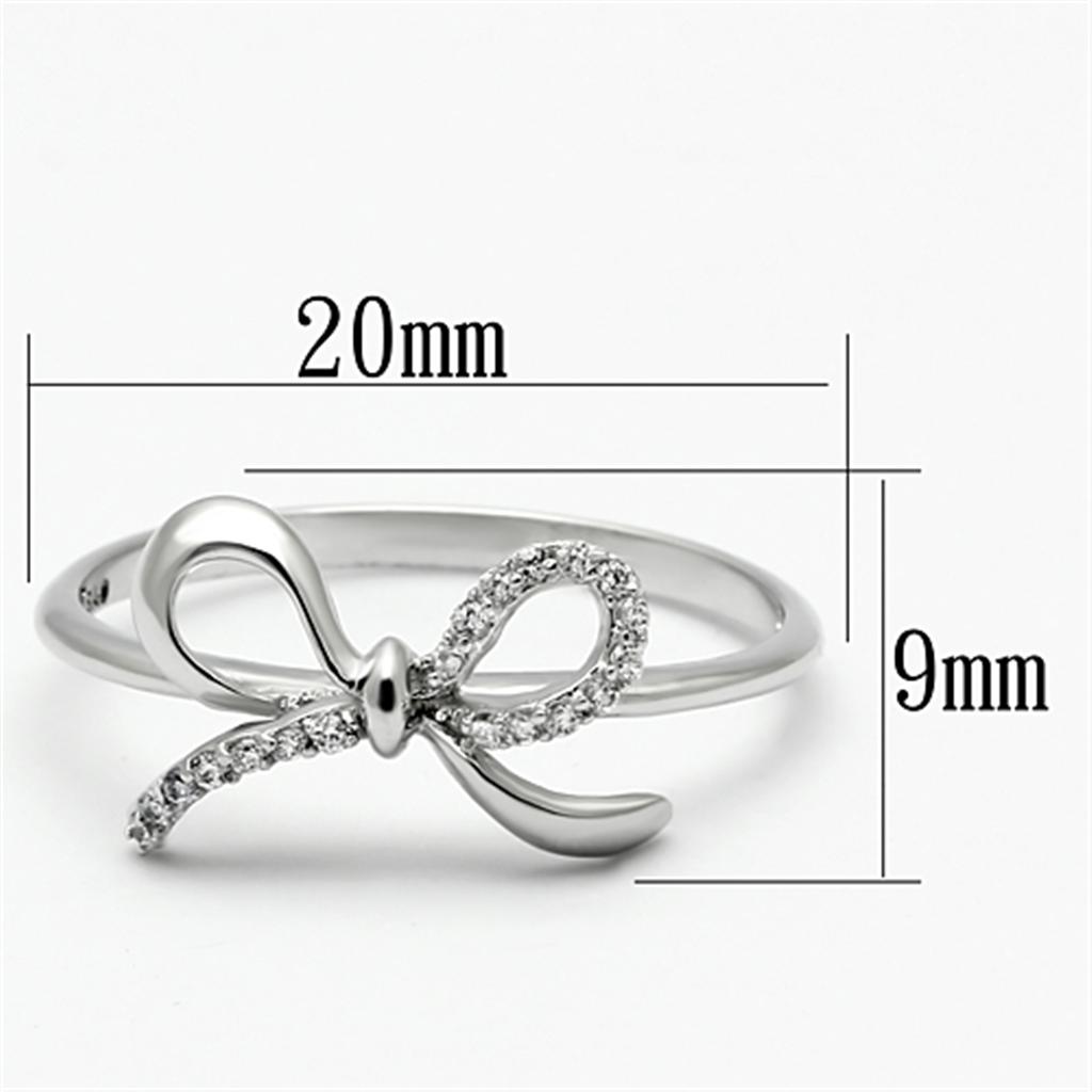 Rhodium 925 Sterling Silver Ring with AAA Grade CZ  in Clear