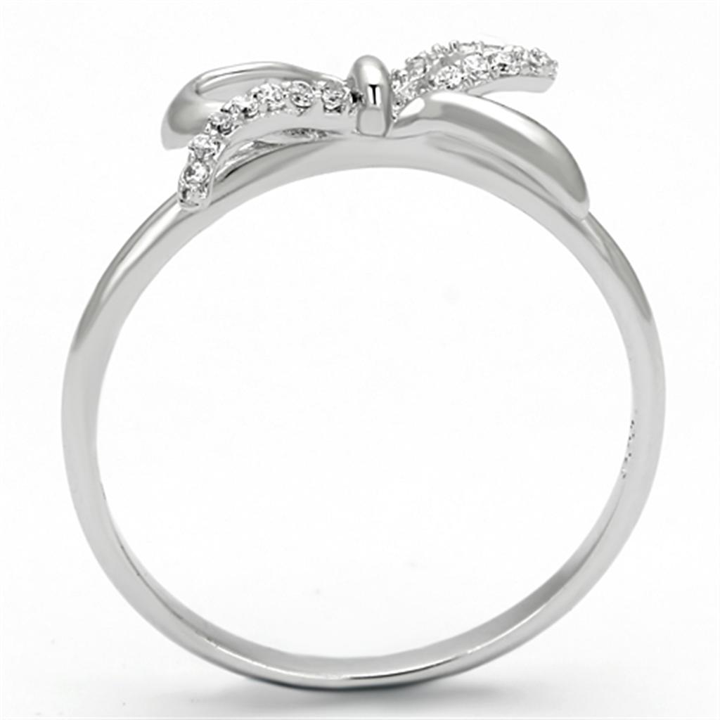 Rhodium 925 Sterling Silver Ring with AAA Grade CZ  in Clear