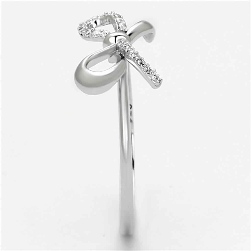 Rhodium 925 Sterling Silver Ring with AAA Grade CZ  in Clear